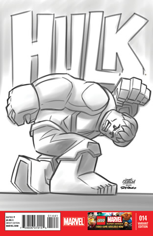 Super Heroes Comic Book, Marvel, Indestructible Hulk #14 Sketch Variant Cover