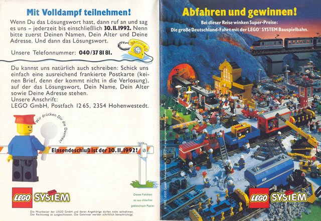 1992 Insert - German Train Competition 'Abfahren und gewinnen' : Catalog c92detr1 | BrickLink