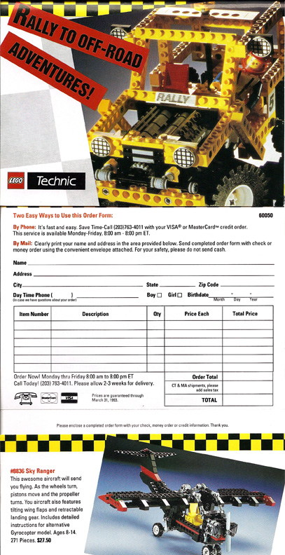 1992 Insert - Technic Rally to Off-Road Adventures