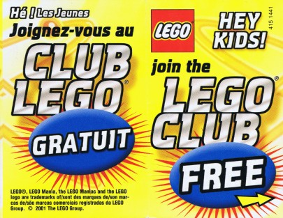 2001 Insert - LEGO Club - US/Canadian (4151441)