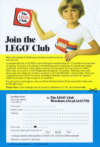 1982 Insert - Lego Club UK