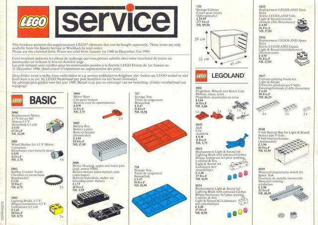 1988 Medium Service Packs GB/F/NL/B (102578/102678)
