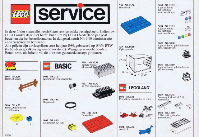 1989 Medium Service Packs Dutch (921211-NL)