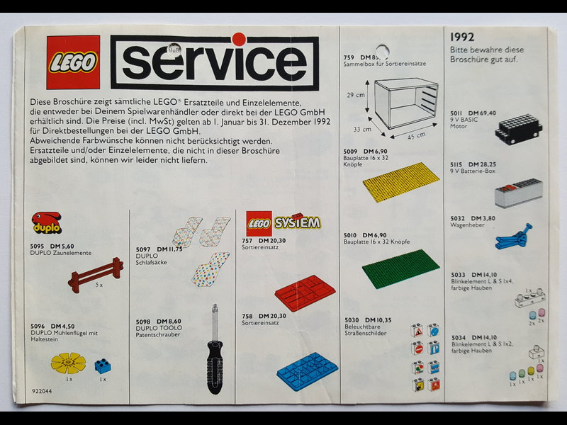 1992 Medium Service Packs German (922044-D)