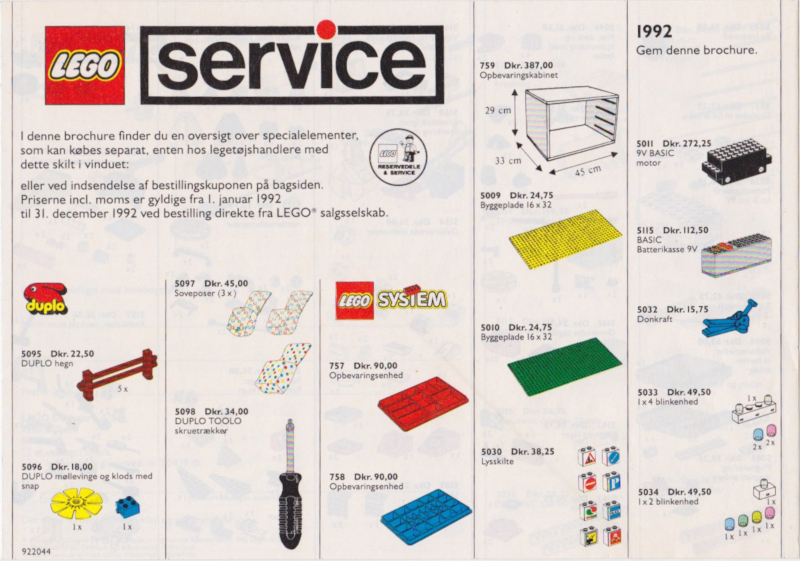 1992 Medium Service Packs Danish (922044-DK)