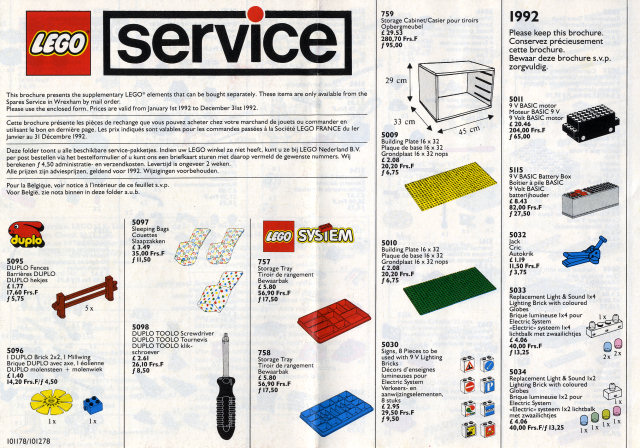 1992 Medium Service Packs GB/F/NL/B (101178/101278)
