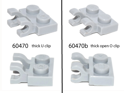 Lego 15 Stück 60470 modifizierte Platte 1x2 mit 2 Clip hellgrau