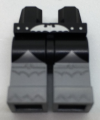 Lego New Black Hips and Flat Silver Legs Silver Bat Belt Buckle Black Scalloped 