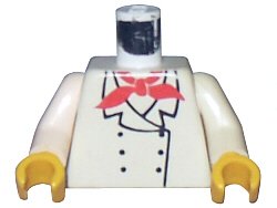 LEGO Torso Chef with 6 Buttons Short Red Neckerchief Pattern White Arms 