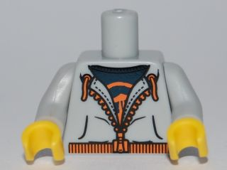 Lego New Dark Azure Torso Snowboarding Jacket Orange Zippers Drawstrings 