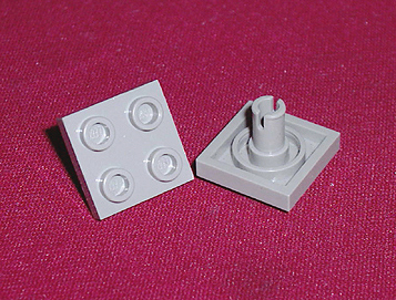 Lego-Plaque modifiée 2 x 2 avec goupille bas gris clair ~ partie 2476 Qté x 2 