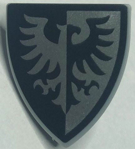 Minifigure, Shield Triangular Short with Black and Silver