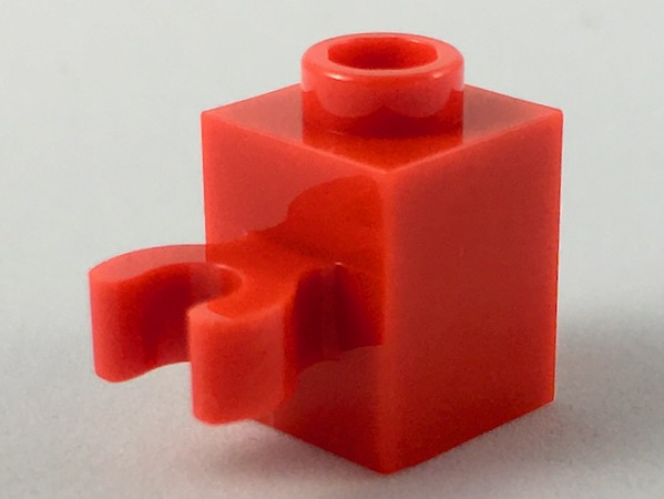 BRICK MODIFIED 1 x 1 with Clip Vertical 30241b WHITE x 2 BM354 LEGO 