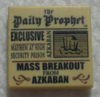 Tile 2 x 2 with Groove with Newspaper 'the Daily Prophet 