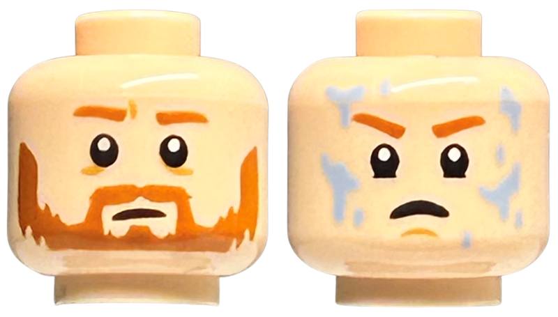 Minifigure, Head Dual Sided Dark Orange Eyebrows and Beard