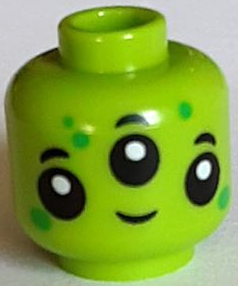 Minifigure, Head Alien with 3 Black Eyes and Eyebrows