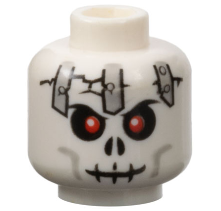 ⠉̮⃝︎︎ 綿毛 ⠉̮⃝︎︎ Minifigure, Head Skull Red Eyes, Black Cracks, Light Bluish