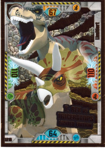 BrickLink - Gear jw1deLE18 : LEGO Jurassic World Trading Card Game (German)  Series 1 - # LE18 T. Rex vs Triceratops Limited Edition [Card, Trading  Card:Jurassic World] - BrickLink Reference Catalog