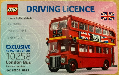 Card, Driving Licence (License), Set 10258 LEGO Brand Store Exclusive