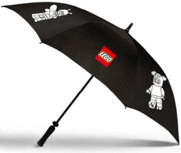 Umbrella, Black with LEGO Logo and White Collectible Minifigures Pattern