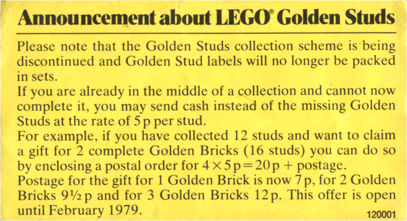 Announcement about LEGO Golden Studs