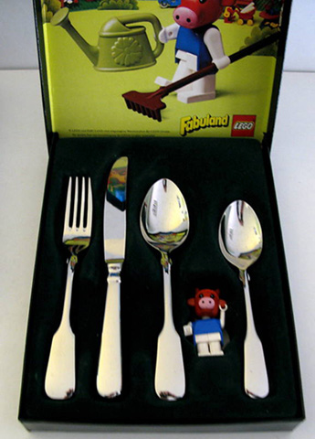 Cutlery Set BSF Kinderbesteck mit Klara Kuh (Fabuland Clara Cow)