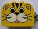 Basic Style Printed Brick Key Chain - Tiger with Yellow Plate