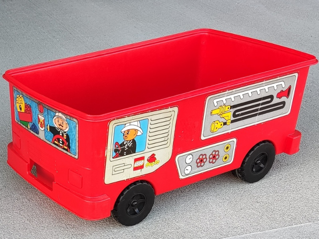 Duplo Storage Bin Large with Wheels with Fire Truck Stickers - Set 2583