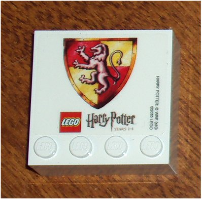 Magnet, Tile Modified 4 x 4 x 1.33 Sealed with Studs on Edge with HP Gryffindor Crest Pattern (Sticker)