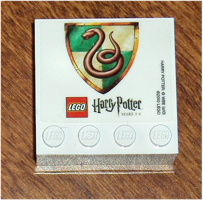 Magnet, Tile Modified 4 x 4 x 1.33 Sealed with Studs on Edge with HP Slytherin Crest Pattern (Sticker)