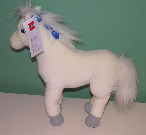 Belville Large White Horse Plush, Fully Poseable Legs, Silver Feet and Blue Bows