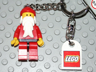 Santa Key Chain with Lego Logo Tile, Modified 3 x 2 Curved with Hole