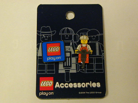 Pin, Minifigure - Worker (Orange) with Jackhammer