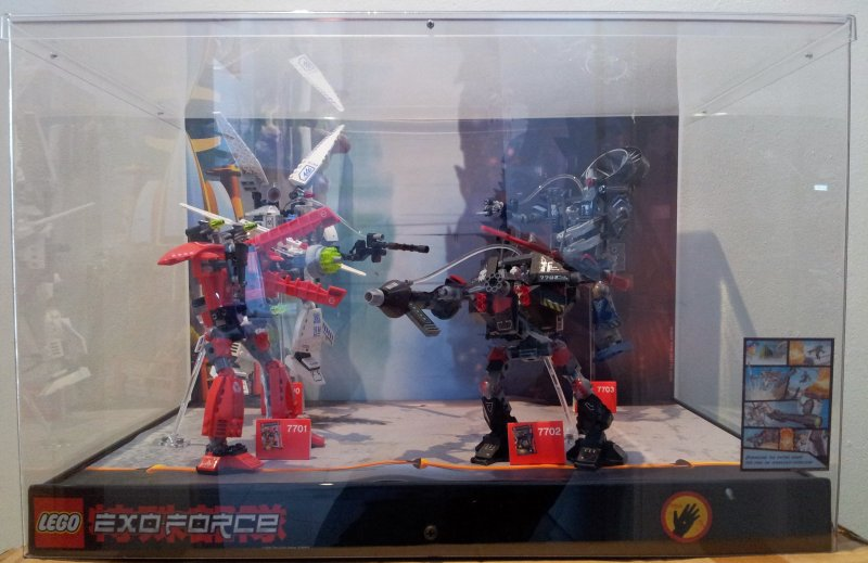 Display Assembled Set, Exo-Force 7700, 7701, 7702, 7703 in Plastic Case with Light