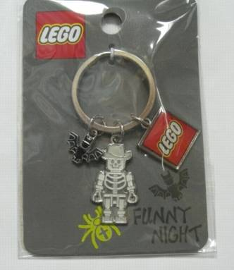 Skeleton with Bat Flat Metal Key Chain - Funny Night