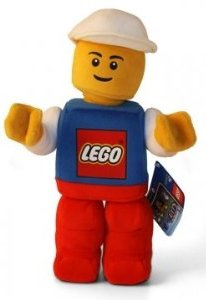 Boy with Blue Top with LEGO Logo and White Sleeves, Red Legs Minifigure Plush