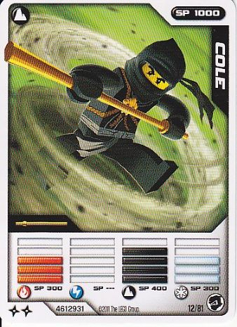 NINJAGO Masters of Spinjitzu Deck #1 Game Card 12 - Cole - International Version