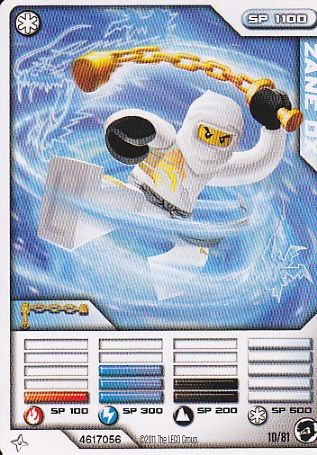 NINJAGO Masters of Spinjitzu Deck #1 Game Card 10 - Zane DX - International Version