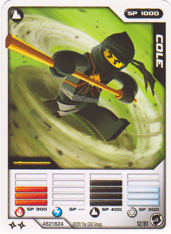 NINJAGO Masters of Spinjitzu Deck #1 Game Card 12 - Cole - North American Version