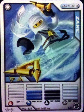 NINJAGO Masters of Spinjitzu Deck #1 Game Card 8 - Zane - North American Version