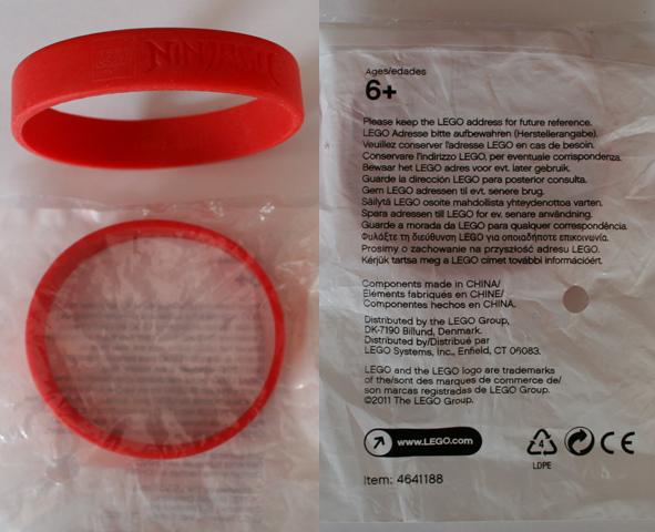 Wristband, Rubber, Red, Ninjago
