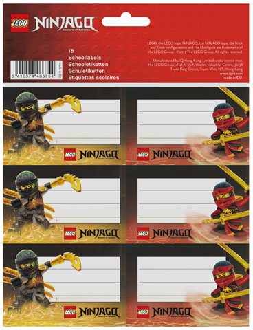Sticker Sheet, School Book Labels (Bookplates) NINJAGO Master Wu
