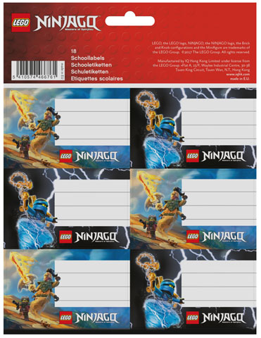 Sticker Sheet, School Book Labels (Bookplates) NINJAGO Lightning Battle