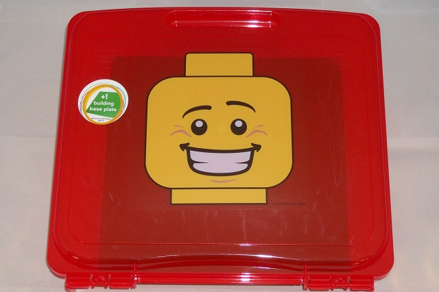 Project Case with Baseplate, Trans-Red with Minifigure Head with Open Mouth Smile with Teeth Pattern