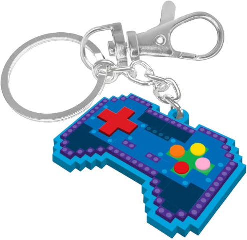 Game Controller Key Chain - Dark Azure with Silver Chain (Bag Charm)