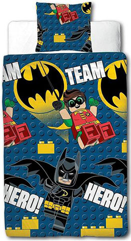 Bedding, Duvet Cover and Pillowcase (135 x 200 cm) - The LEGO Batman Movie 'TEAM HERO!'