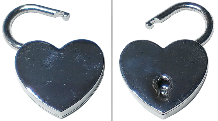 Dots Secret Diary Padlock - Heart, Chrome Silver