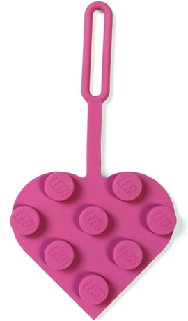 Bag / Luggage Tag, Silicone, LEGO Plate, Round 3 x 3 Heart Dark Pink