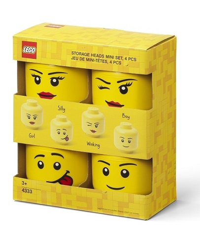 Minifigure Head Storage Container Mini - Boy, Girl, Silly, Winky (4 Pieces - 4333)
