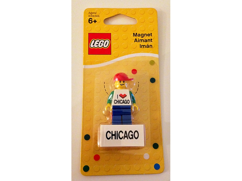 Magnet Set, I Brick Chicago LEGO Minifigure, Water Tower Place, Chicago, IL blister pack